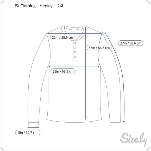 PX Clothing Harper Long Sleeve Henley 3 Button Navy Blue Heather Cotton NEW XXL - Picture 6 of 9